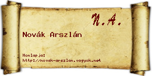Novák Arszlán névjegykártya